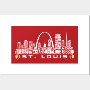 St. Louis Baseball Team All Time Legends, St. Louis City Skyline Posters and Art